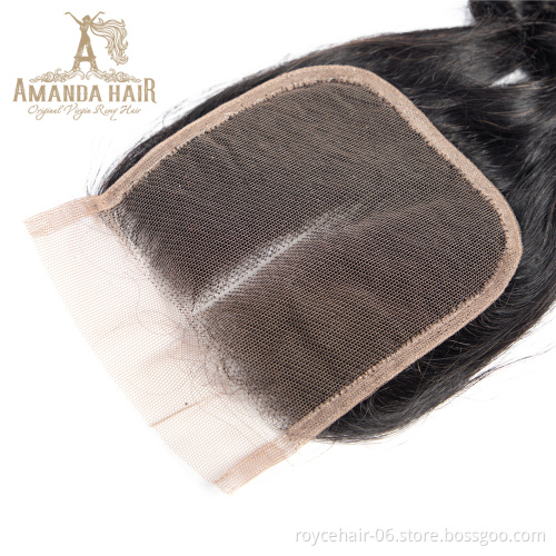 Virgin Brazilian Human Hair Bundles With Lace Closure
